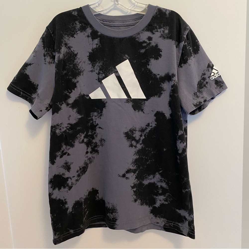 Adidas Boys Short Sleeve Tie Dye T-Shirt Gray/ Black Size S